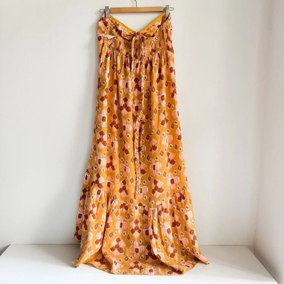 Aerie Southwetsern Summer Boho Maxi  Linen Blend Dress L - Picture 5 of 7